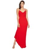 Badgley Mischka - Cowl Front Crossback Side Ruffle Gown