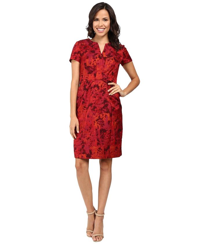 Nue By Shani - Printed Jacquard Dress W/ Waistline Detail