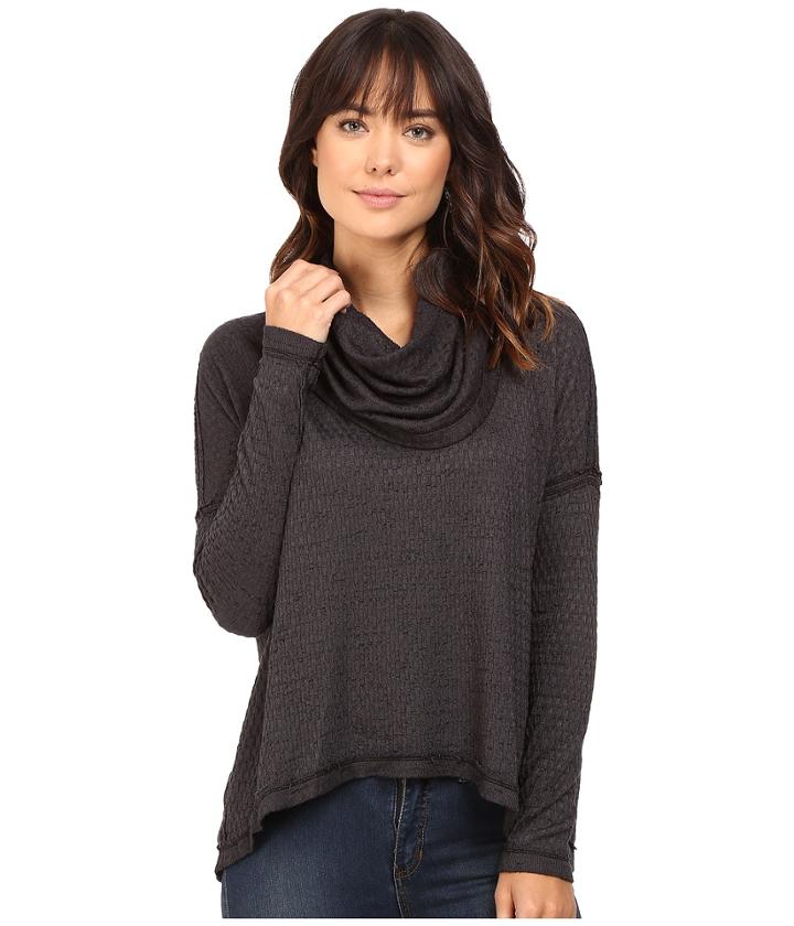 Heather - Basket Jacquard Cowl Neck Pullover