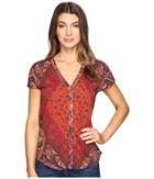 Lucky Brand - Printed Button Front Tee