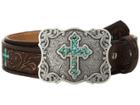 M&amp;f Western - Scroll Embroidery Turquoise Cross Belt