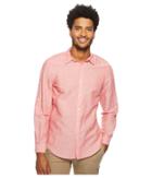 Perry Ellis - Rolled-sleeve Solid Linen Cotton Shirt