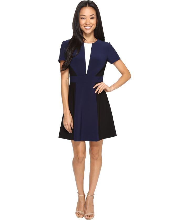 Tahari By Asl Petite - Petite Scuba Color Block A-line Dress