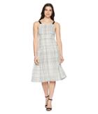 Donna Morgan - Plaid Linen Drop Waist Dress With Contrast Straps