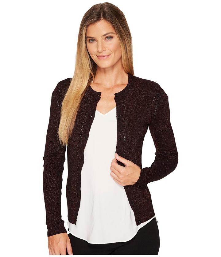 Ellen Tracy - Metallic Pointelle Cardigan