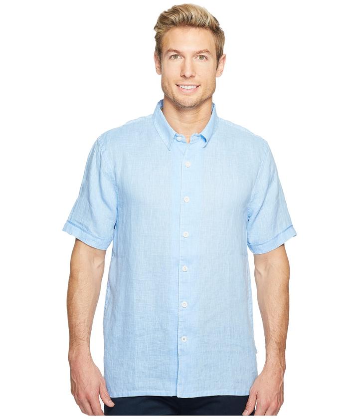 True Grit - Luxe Linen Short Sleeve Shirt Vintage Washed And Stitch Detail