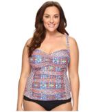 La Blanca - Plus Size Corsica Tile Ots Sweetheart Tankini Top