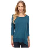 Mod-o-doc - Sueded Slub Jersey 3/4 Sleeve Hi-low Rib Trim Tee