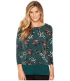 Ivanka Trump - Matte Jersey Floral Georgette Hem Shirt