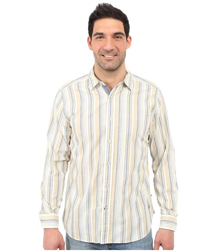 Nautica - Long Sleeve Slub Poplin Stripe