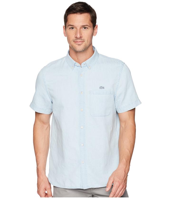 Lacoste - Short Sleeve Hawaii Collar Cotton/linen Indigo Regular