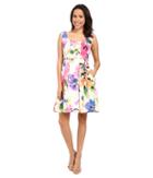 Adrianna Papell - Fit Flare Floral W/ Pleated Skirt Dress