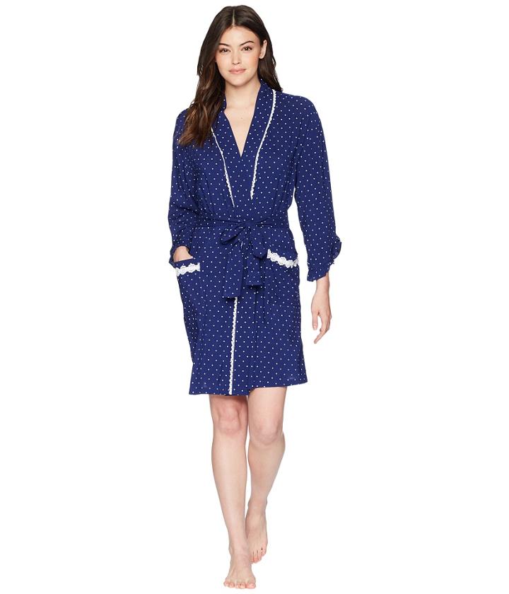 Eileen West - Short Wrap Robe Long Sleeve