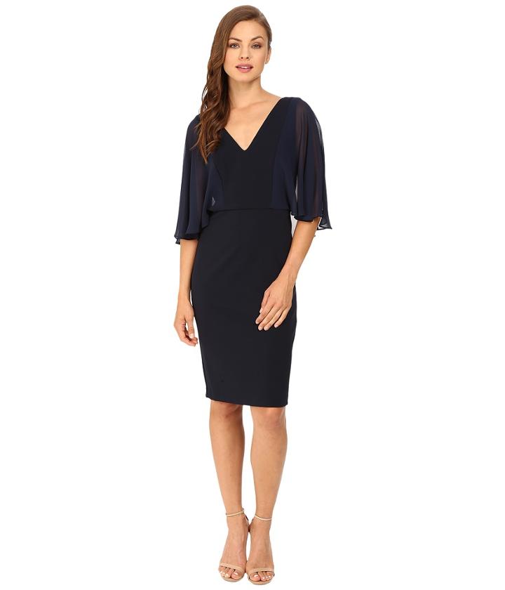Badgley Mischka - Chiffon Combo V-neck Cocktail