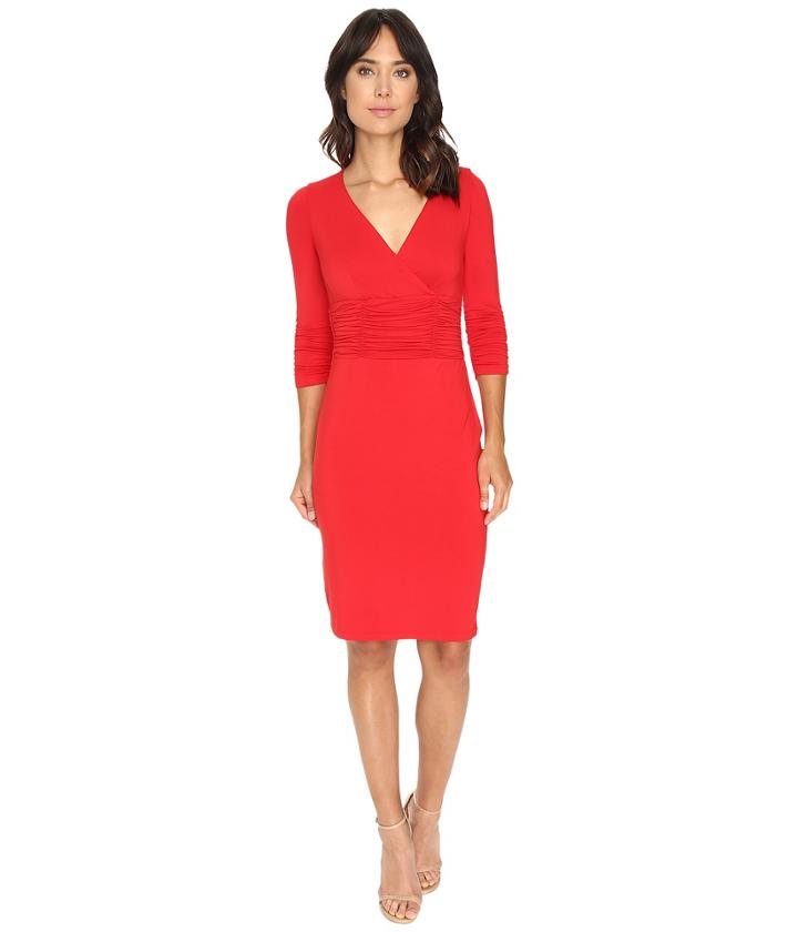 Nue By Shani - Crossover V-neck Jersey Knit Dress