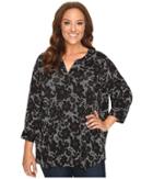 Nydj Plus Size - Plus Size 3/4 Sleeve Knit Henley Top