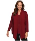 Vince Camuto Plus - Plus Size Long Sleeve High-low Hem V-neck Top With Woven Scarf
