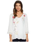Dylan By True Grit - Beach Blossom Embroidered Blouse W/ Crochet