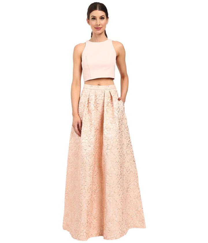 Aidan Mattox - Two-piece Brocade Ball Skirt With Solid Halter Top