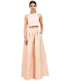 Aidan Mattox - Two-piece Brocade Ball Skirt With Solid Halter Top