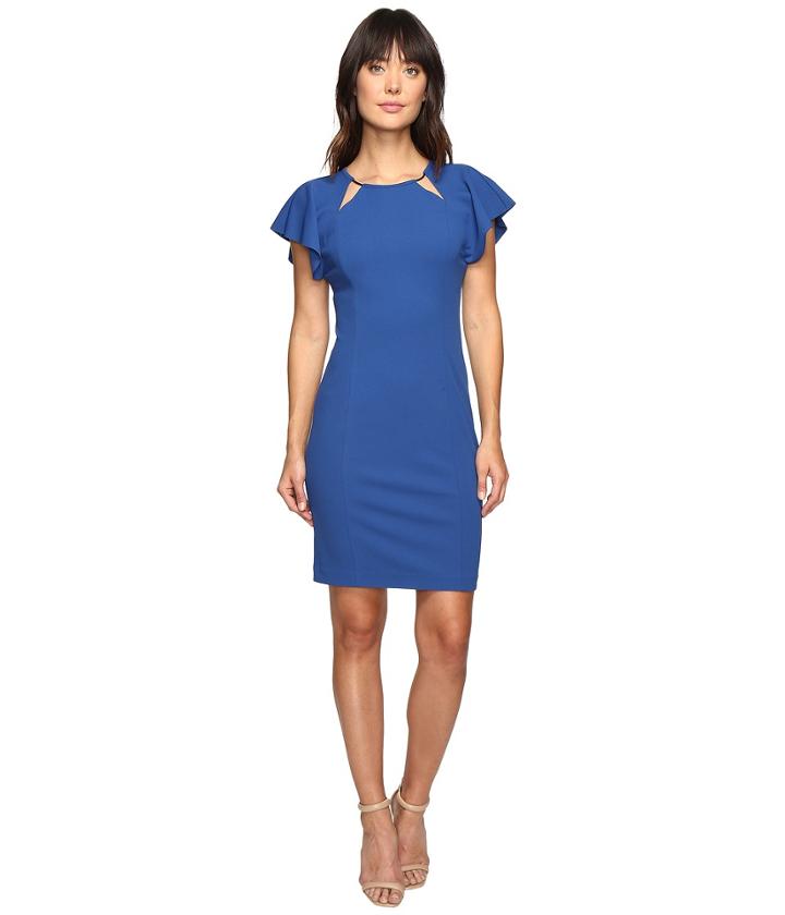 Ivanka Trump - Scuba Crepe Dress With Ruffle Sleeves