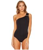 Michael Michael Kors - Iconic Solids Logo Bar One Shoulder One-piece Swimsuit W/ Removable Soft Cups Strap