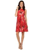 Adrianna Papell - Printed Pleated Fit And Flare Dress