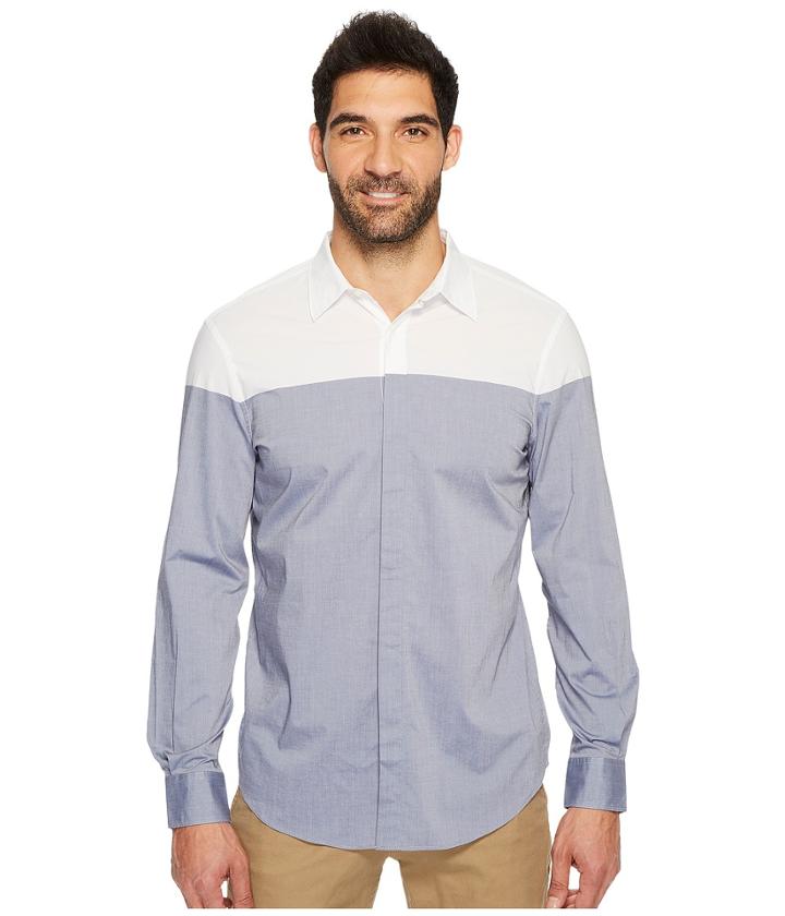 Perry Ellis - Long Sleeve Color Block Shirt
