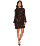 Vince Camuto - Fold-over Collar Botanical Flare Dress