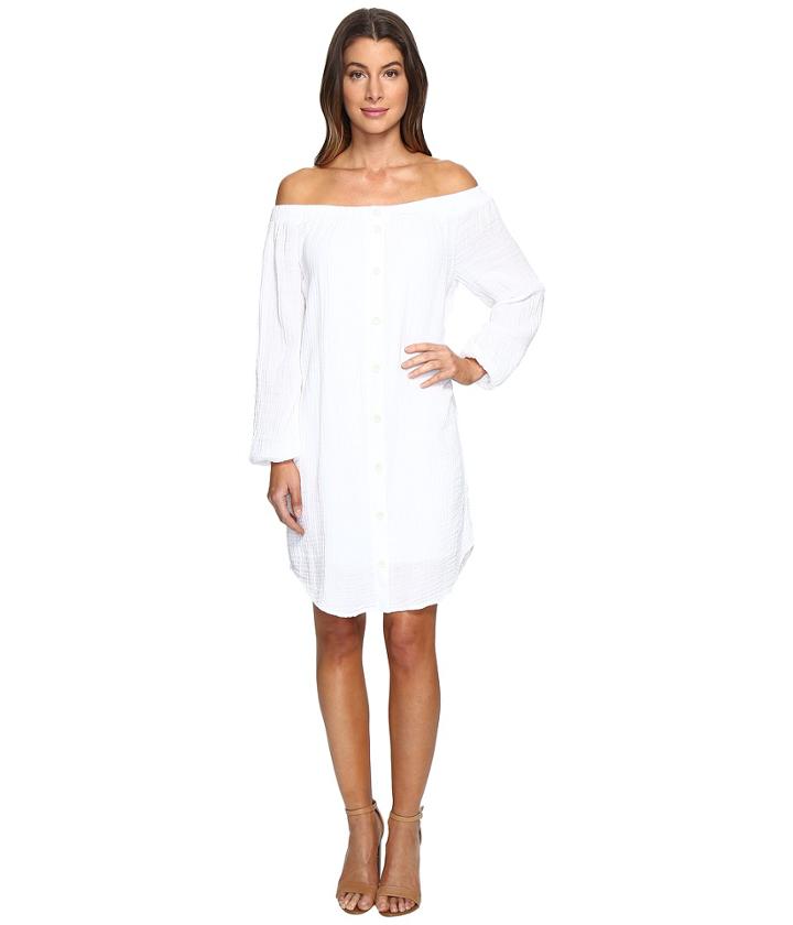 Three Dots - Off Shoulder Shirt Tunic