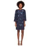 Marchesa Notte - 3/4 Sleeve Tunic Dress W/ Embroidery Detail