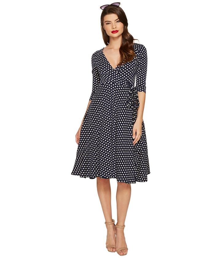 Unique Vintage - 3/4 Sleeve Kelsie Wrap Dress