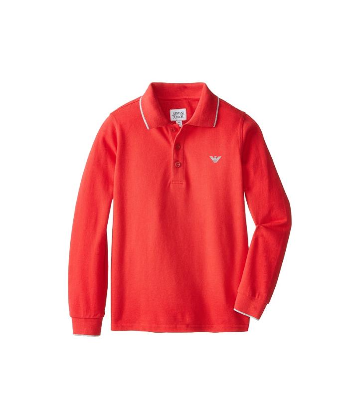 Armani Junior - Basic Long Sleeve Polo W/ Under Collar Armani