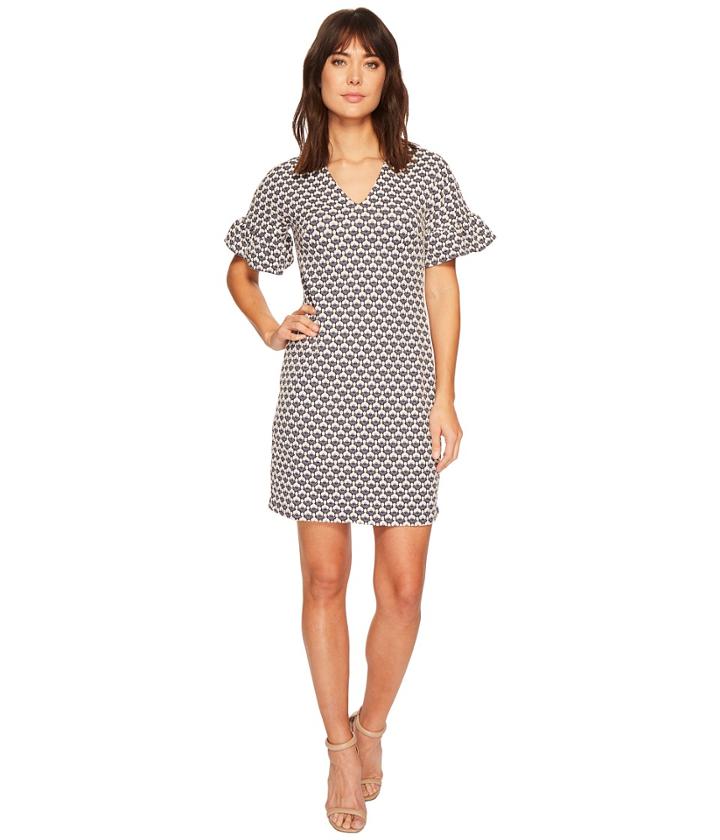 Maggy London - Flower Bud Jacquard Arc Shoulder Shift