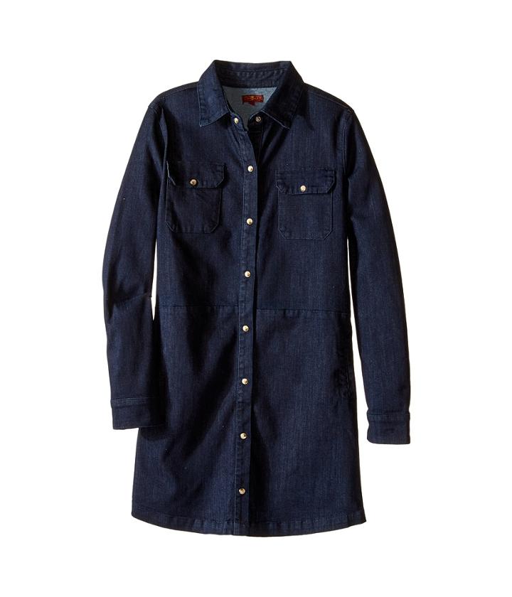 7 For All Mankind Kids - Long Sleeve Snap-up Denim Shirtdress