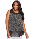 Vince Camuto Specialty Size - Plus Size Sleeveless Modern Mosaic Chiffon Mix Media Top