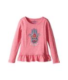 Lucky Brand Kids - Long Sleeve Tee W/ Ruffle And Hamsa Screen Print