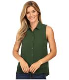 Michael Michael Kors - Sleeveless Button Down Tank Top W/ Rib Trim