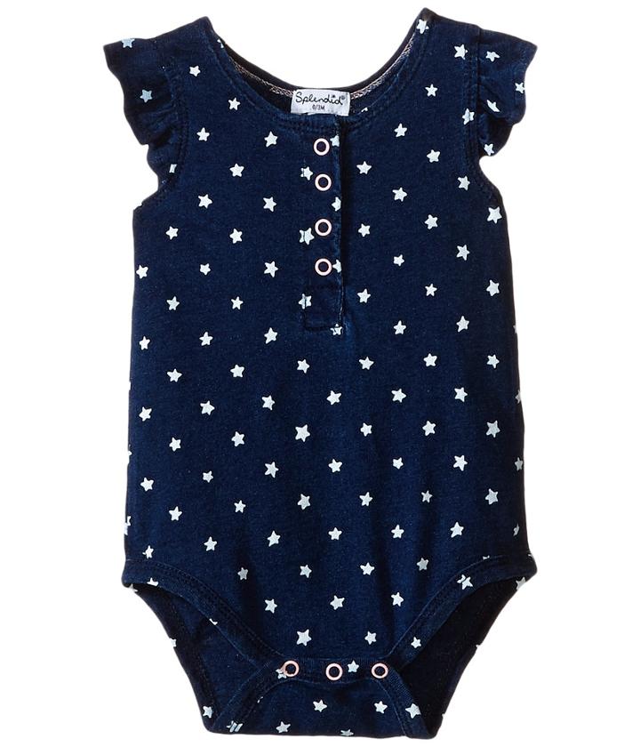 Splendid Littles - Indigo Star Ruffle Sleeve Bodysuit