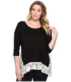 Karen Kane Plus - Plus Size Lace Contrast High-low Top
