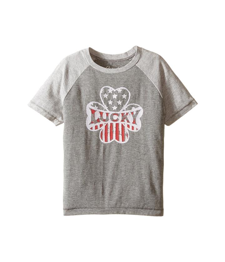 Lucky Brand Kids - Raglan Short Sleeve Tee With Clover/lucky Screen Print