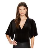 1.state - V-neck Flounce Sleeve Velvet Bodysuit