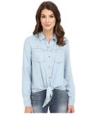 7 For All Mankind - Tie Front Denim Shirt In Ibiza Clear Blue