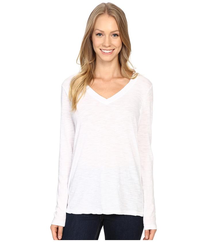 Dylan By True Grit - Gauzy Cotton Long Sleeve V-neck Tee