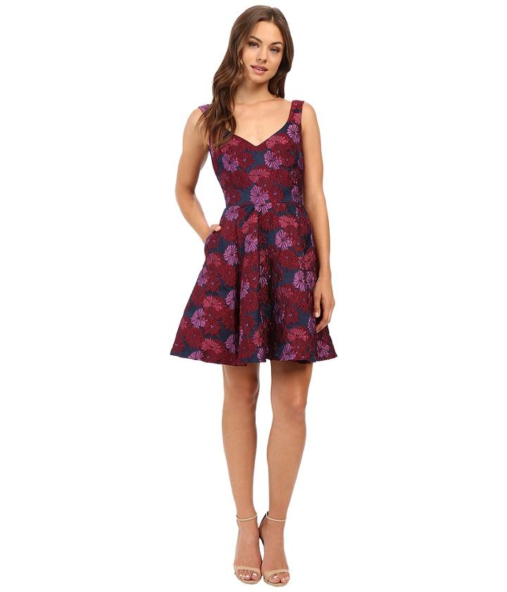 Nicole Miller - Wildflowers Jacquard Fit And Flare Dress