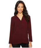 Vince Camuto Specialty Size - Petite Long Sleeve Doubled V-placket Tunic
