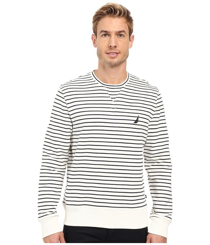 Nautica - Long Sleeve Striped Front Crew