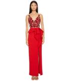 Marchesa Notte - Faille Column Gown W/ Beaded Floral Bodice