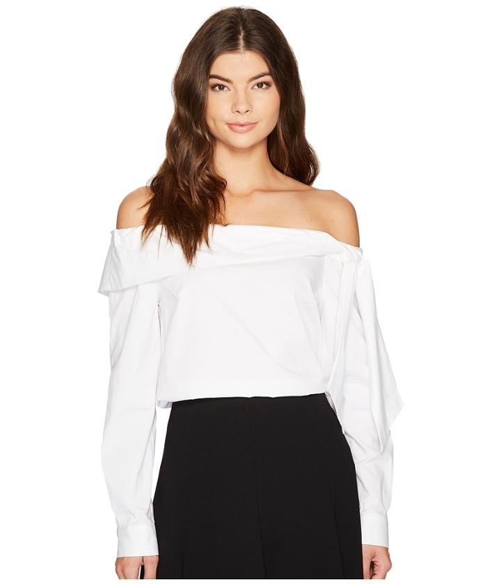 Cece - Long Sleeve Off Shoulder Bow Front Poplin Shirt