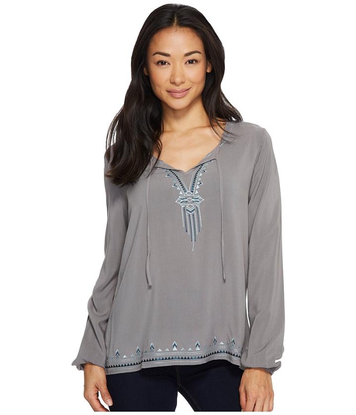 Cruel - Long Sleeve Embroidered Rayon Blouse